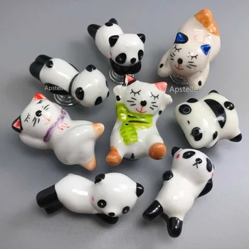 Mielas Animacinių filmų Panda Katė Formos Kabineto Durų Rankenos Stalčiaus Keramikos Išsitraukia ir Rankenos Aparatūros Odininkas Kūrybos Vaikų Kambario Baldai