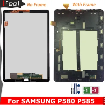 100% Bandomas Naujas LCD Ekranas Samsung GALAXY Tab 10.1 2016 P580 P585 LCD Ekranas Jutiklinis Ekranas skaitmeninis keitiklis Asamblėjos Pakeitimo