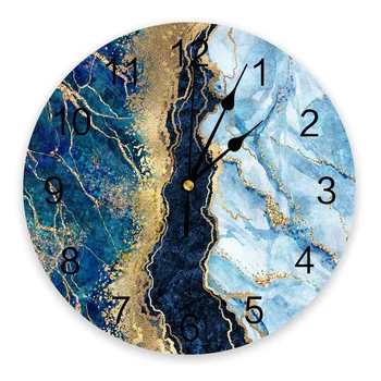 Abstrakcijos Blue Marble Modernaus Dizaino Sieninis Laikrodis Kambarį Apdaila, Virtuvė Silent Laikrodis Namų Dekoro