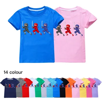 Vasaros Mados animacinių filmų NINJA KIDZ T-shirt Vaikams Berniukams trumpomis Rankovėmis, Trišakiai Kūdikių vatos Pagaliukai Mergaitėms, Vaikams, Drabužiai