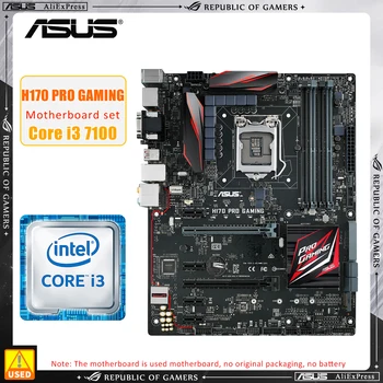1151 Plokštė rinkinys ASUS H170 PRO ŽAIDIMŲ+I3 7100 cpu Intel H170 Plokštė nustatyti 4×DDR4 64GB PCI-E 3.0 M. 2 HDMI USB3.1 ATX