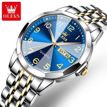 OLEVS Klasikinis Kvarciniai Laikrodžių Vyrams Prabangus Diamond Cut Veidrodis Skaičius Dial Paprastumo Kvarcinis Analoginis Vyras Vandeniui Laikrodžius