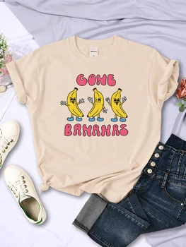 Dingo Trys Bananai Bananai Moterų trumpomis Rankovėmis Asmenybės Kasdienių Drabužių Kvėpuojantis Visi-matematikos Viršūnes Tendencija, O-Kaklo Moterų Marškinėliai