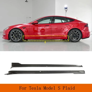 Automobilių slenksciai Extenion Lūpų Prijuostės už Tesla Model S Pledas Sedanas 4 Durų 2021-2023 Anglies Pluošto Pusėje Pratęsimo Lūpų Spoileris