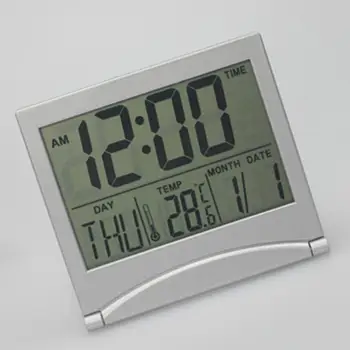 Lankstymo LCD Skaitmeninis Laikrodis Elektroninis Termometras, Kalendorius Mini Stalo Laikrodis Skaitmeninis Kelionės Laikrodis Namų Miegamajame žadintuvai