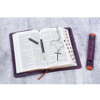Violetinė įspaudas oda padengti atveju šventas KJV biblija , Custom krikščionių dovanos moterims motina W04-LBBC12S