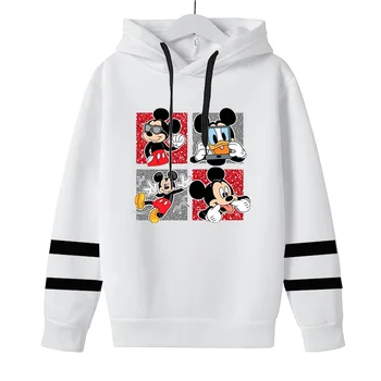 Disney Mickey Minnie Mouse Berniukų, Mergaičių Animacinių Filmų Hoodies Moterų Unisex Harajuku Mielas Palaidinukė Manga Streetwear Moterų Hoody