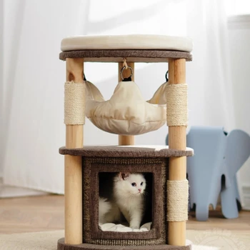 Katė lizdą katė medžio integruota medžio masyvo mažų kačių namuose kačių hamakas sizalio barelį kačių patraukti skiltyje neužima žemės.
