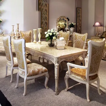 Europos pietų stalo prabangių prancūzijos marmuro stalas ir kėdė derinys villa medžio masyvo iškirpti stačiakampio formos, valgomojo stalas