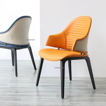 Šiaurės Odos Baldai Valgomojo Kėdės Virtuvėje Šviesos Prabangių Dizainerio Fotelis Minimalistinio Laisvalaikio Valgomojo Kėdės Atlošas