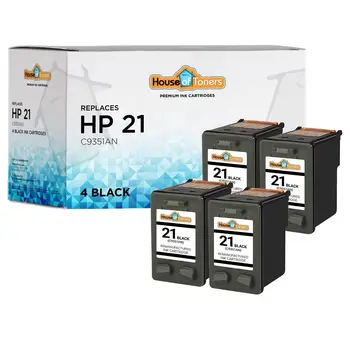 4 PACK HP 21 Black Rašalo Kasetes, skirtas Deskjet hp Officejet FAKSAS PSK Serija