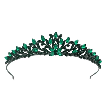 Baroko Forest Green Crystal Tiara Royal Queen Nuotakos vainikėliu Vestuvių Suknelė, Plaukų Papuošalai, kalnų krištolas Diadem Kostiumų Priedai