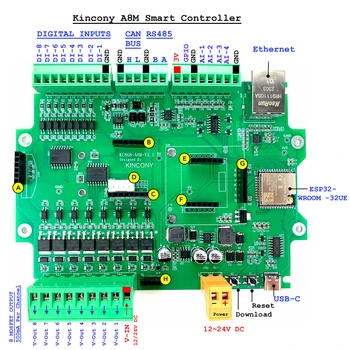 KC868-A8M ESP32 MOSFET IO Valdybos Wifi/RJ45 Jungiklis ESPhome Namų Asistentas Tasmota Arduino IDE 2G/4G GSM Modulis IIC Antenos Prievadas