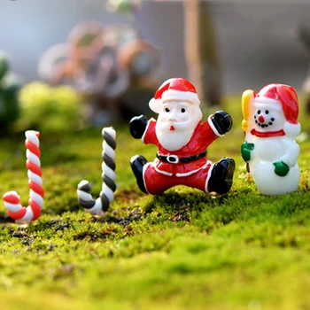 4pcs Santa Claus Ramentas Sniego Ornamentu Bonsai Priedai Pasakų Sodas Miniatiūriniai Lėlių Dervos Kraštovaizdžio Cupcake Topper