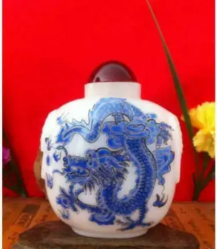 Kinijos senas antikvarinis įstiklintas blue dragon ir 