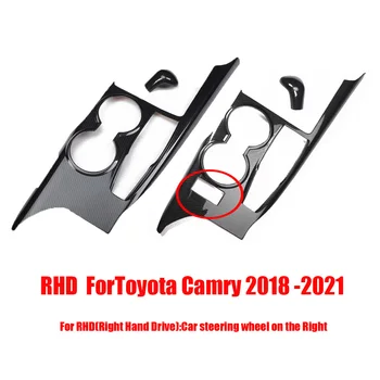 RHD Toyota Camry 2018 2019 2020 2021 ABS carbonfiber medienos pavarų perjungimo panle padengti pavarų perjungimo rankena, padengti Interjero Auto