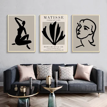 Matisse Abstraktus Mergina Black Leaf Moteris Linijos, Sienos Menas Šiaurės Plakatai ir Spausdina Derliaus Sienos Nuotraukas Kambarį Namų Dekoro