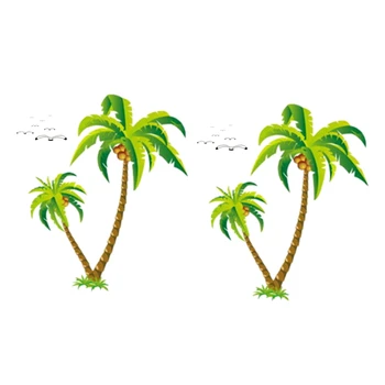 2X Kokoso Palmių Lipdukas Atogrąžų Paplūdimio Sienos Lipdukas Kambarį Fone Lipdukas