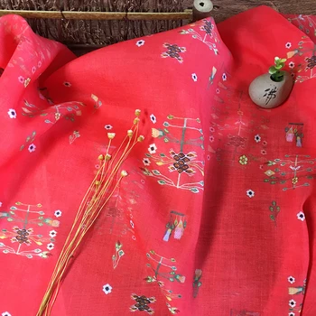 Gamtos ramės (kiniškosios dilgėlės) audiniai skaitmeninis spausdinimas tissu Vasaros suknelė cheongsam suknelė marškinėliai medžiaga