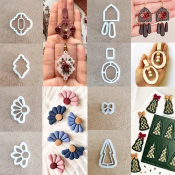 Naujas Soft Keramikos Auskarai Pjovimo Pelėsių Polimero Molis Netaisyklingos Geometrinės Gėlių Formos Pelėsių 