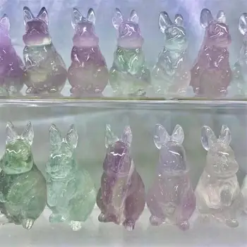 Gamtos Macaron Fluorito Triušis Crystal Healing Drožyba Cute Mados Sveikų Vaikų Žaislas Namų Puošybai Pateikti 1pcs