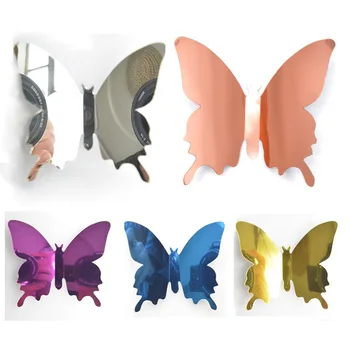 12 vienetų trimatis PET veidrodis drugelis 3D modeliavimas butterfly vestuvių festivalis 