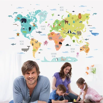 kambarį 3d darželio pasaulio žemėlapyje siena lipdukas lipni, vaikų darželis, mokykla sienos stikers