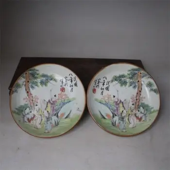 Kinijos Seną Porą, Pažymėtas Famille Rožių Spalvos Simbolių Modelio Porceliano Plokštelės