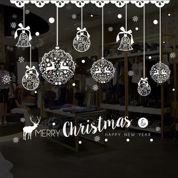 2021 Naujųjų Metų Lango Stiklo Kalėdų Parduotuvė Langų Apdailos Nuimamas Lipdukai Kalėdų Varpai Elnias Už Kalėdos Namuose