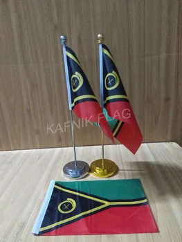 KAFNIK,Vanuatu Biuro stalas stalas vėliava su aukso arba sidabro spalvos metalo stiebo pagrindo 14*21cm šalies vėliavos nemokamas pristatymas