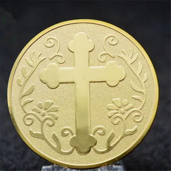 Kryžius Aukso Monetos Kristaus Tikėjimo Tarnautojas Pasisekė Dievo Dovana Commerative Medalis