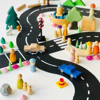 Vaikai Lankstus Automobilių Kelio Žaislų Rinkinys Mažas Pasaulis Play Scene Statybos Žaisti Mat Kilimas Dėlionė Lankstus Kelias Miestas Grindų Žaidimas Dovanų