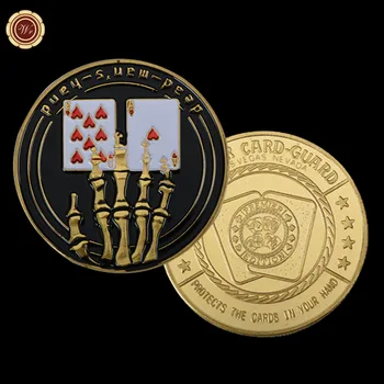 Kazino Pokerio Žetonų Sėkmės Aukso Spalvos Proginę Monetą Skeletas Vertus, Pasisekė, Pokerio Card Guard Paspauskite Sprendimas Suvenyrų