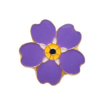20 mm Metalo violetinė gėlė pin ženklelis dovanos (Geležis+epoksidine +drugelis mygtuką atgal)-Nemokamai laivas (300pcs/lot)