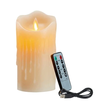 3X LED Žvakės, Mirgėjimas Flameless Žvakės,Įkrovimo Žvakė, Nekilnojamojo Vaško Žvakės Su Nuotolinio Valdymo pultu,10Cm