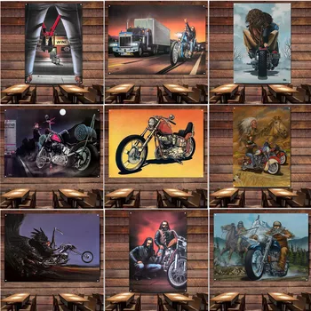 Easy Rider Retro Sienos Meno Vėliava Gobelenas Motociklo Dviratininkas Plakatas Sienos Diagramas, Garažas, Automobilių Remontas Parduotuvė Degalinėje, Namų Dekoras Reklama