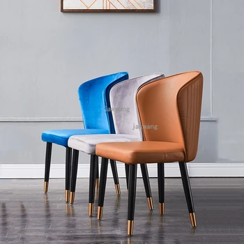 Nordic Light Luxury Užsakymą Valgomojo Kėdės Flanelė Odos Atlošas Derybų Kėdė Namų Gyvenamojo Kambario Baldai Viešbutis Sofa-Lova, Kėdės