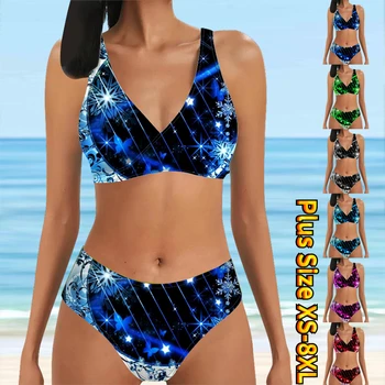 2023 Naujas Moterų Aukšto Juosmens maudymosi kostiumėlį Naujas Dizainas, Spausdinimo maudymosi kostiumėlį Dviejų dalių Komplektas Bikini Nustatyti Vasaros Mados Komfortą Paplūdimio