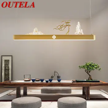 OUTELA Šiuolaikinių Namų LED Pakabukas Šviesos Kinijos Kūrybos Aukso Stačiakampio formos Kalvos Modelis Šviestuvo Lempa Arbatos Valgomasis