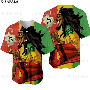 Reggae Atlikėjas Bob Marley Rock, HipHop Spalvinga Piktžolių 3D Atspausdintas Beisbolo Džersis Marškinėliai vyriški Viršūnes Tee Negabaritinių Streetwear-5