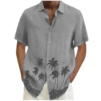 Atsitiktinis Mados Havajų Marškinėliai Vyrams Atvartas trumparankoviai Paplūdimio Atostogų Dėvėti Havajų Marškinėliai, Palaidinės Vasaros Drabužių camisas