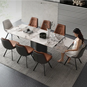 Modernios šviesos prabangos serijos virtuvė, valgomasis stalas ir kėdės marmuro mišinys sudedamas stalas baldų pritaikymas savo reikmėms