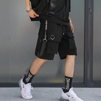 Vyriški Šortai Krovinių Kelnės Vyras Atsitiktinis Šortai Juoda Krovinių Kelnės Vyrų Vasaros Sporto Šortai Japonų Hip-Hop Techwear