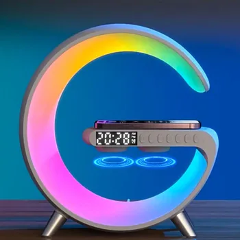 USB naktį šviesos belaidžio laikrodis stalo lempa kūrybos miegamojo puošmena LED spalvinga atmosfera lemputė dovanų