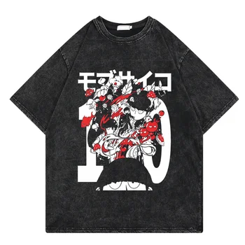 Japonų Anime Mob Psicho 100 Plauti T-shirt vyrai Harajuku Negabaritinių Marškinėliai T-shirt Streetwear trumpomis Rankovėmis Viršūnes