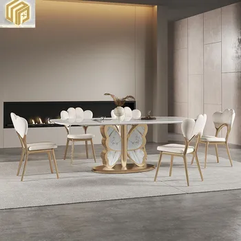 Prabangus valgomasis stalas Šiuolaikinės paprasta Šiaurės smulkūs namų apyvokos high-end stačiakampio Interneto raudona pietų stalo