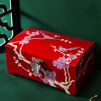 Luotian Lacquerware Papuošalų Dėžutė Medinė Princesė Shell Retro Papuošalų Laikymo Dėžutė Europos Stiliaus Draugei Vestuvių Dovana Organizatorius