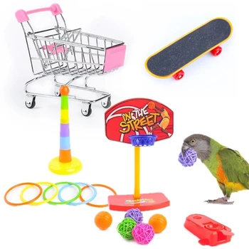 Paukščių Žaislai Papūgos 4-Natūra, Nustatyti Paukščių Kramtyti ir Žaisti Žaislais, Tinkamas Dydis Pagerinti Spalvą Diskriminacijos Gebėjimas