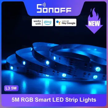 SONOFF L3 5M RGB Smart LED Šviesos Juostelės Pritemdomi Lanksčios Juostelės Žibintai APP Nuotolinio Valdymo per eWeLink Alexa 