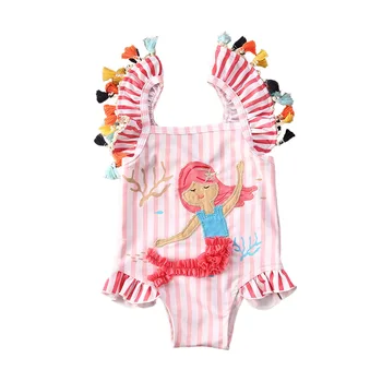 Citgeett Vasaros 1-7Years Vaikas Baby Girl Undinė maudymosi Kostiumėliai, Drabužiai Bikini Viršų, vientisas maudymosi kostiumėlis Vonia Bodysuit Komplektai